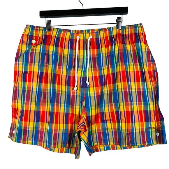Faconnable Plaid Swim Trunks Lined Sport Shorts Casual 5" Inseam - XXL - Picture 1 of 5